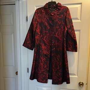 Elegant Red Floral Coat